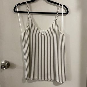 Scalloped V white spaghetti strap- navy or black stripes - adjustable straps